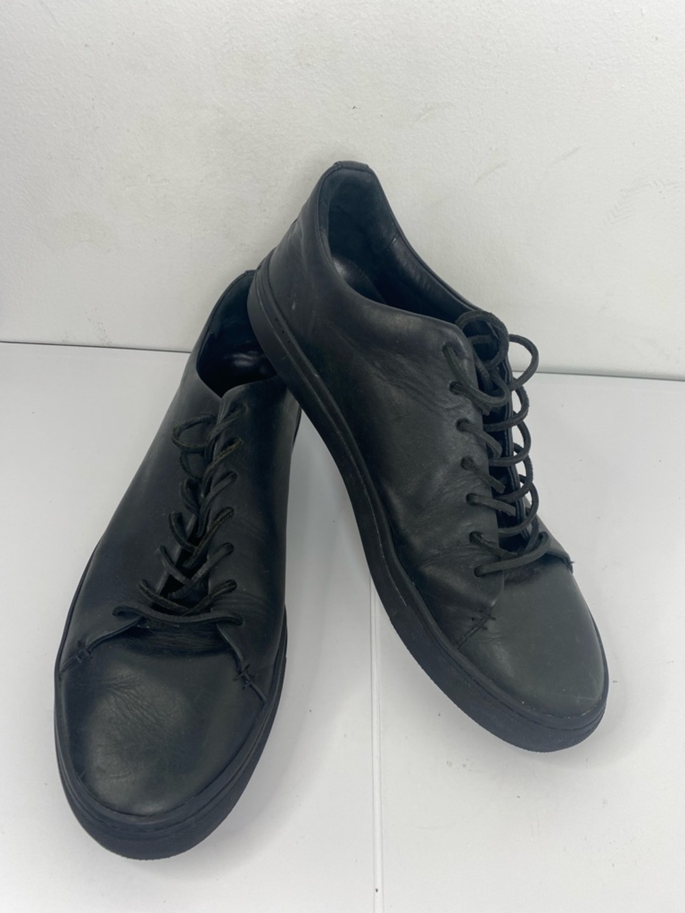 Thursday Boot Company Men's Premier Low Top Leather Sneakers in Black Vachetta